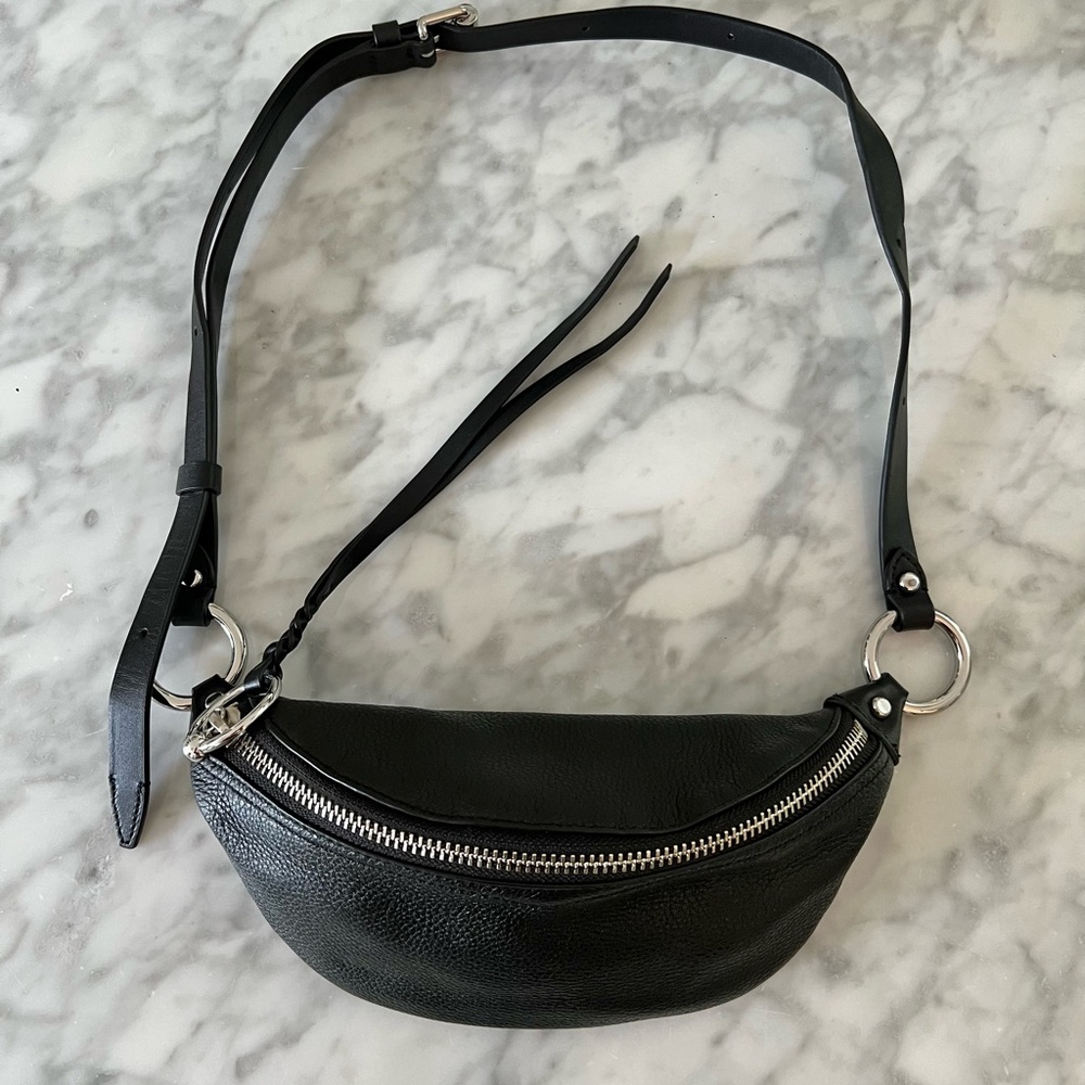 Rebecca Minkoff Bree Mini Belt Bag - black leather with silver hardware
